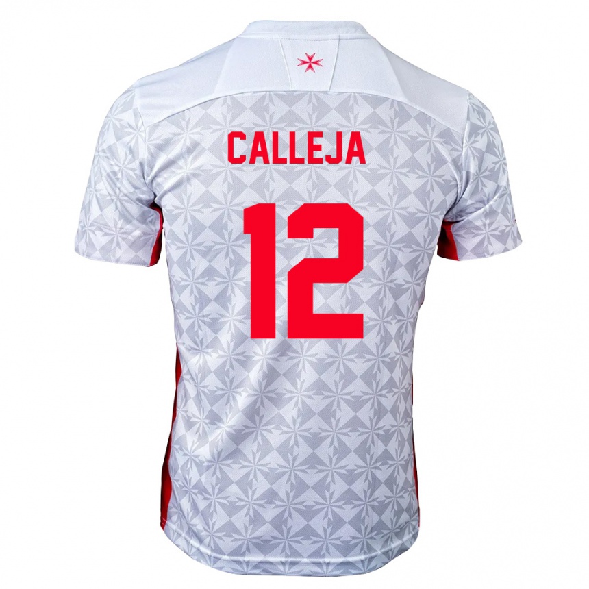 גברים כדורגל מלטה Jaiel Calleja #12 אפור לבן אדום הרחק ג'רזי 26-28