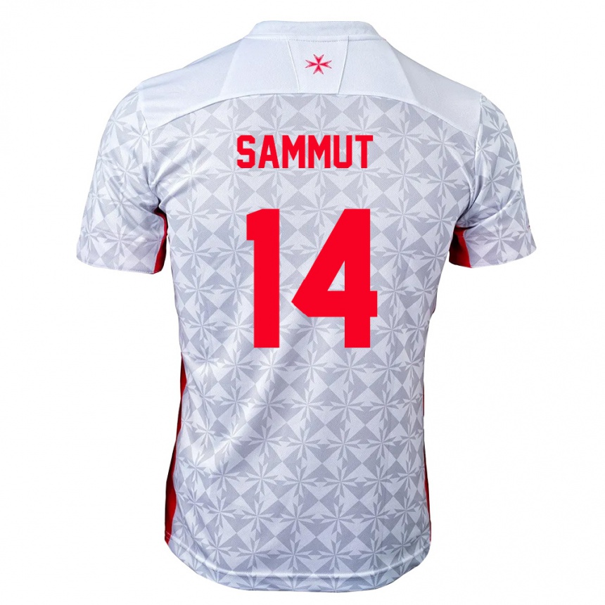 גברים כדורגל מלטה Danny Sammut #14 אפור לבן אדום הרחק ג'רזי 26-28