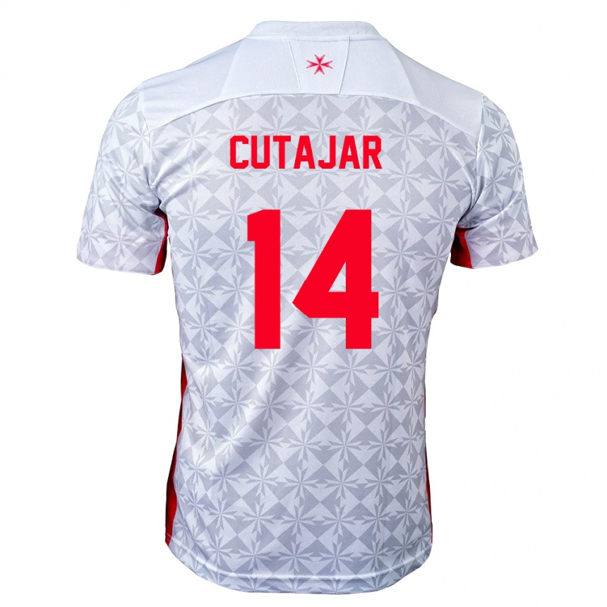 גברים כדורגל מלטה Yan Cutajar #14 אפור לבן אדום הרחק ג'רזי 26-28