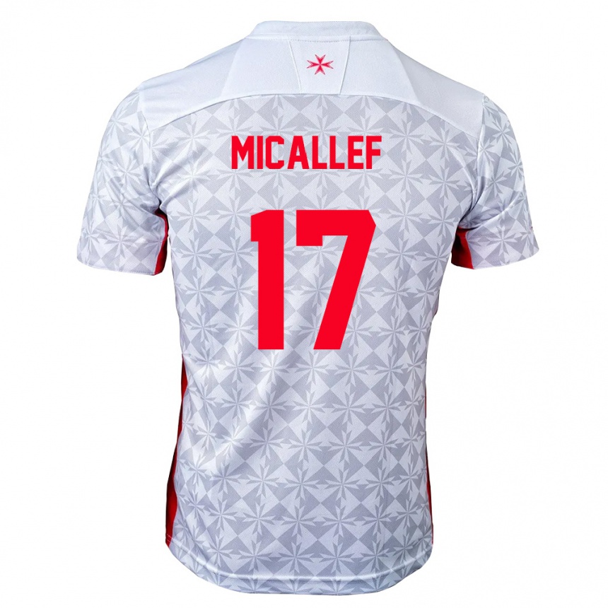 גברים כדורגל מלטה Francois Micallef #17 אפור לבן אדום הרחק ג'רזי 26-28