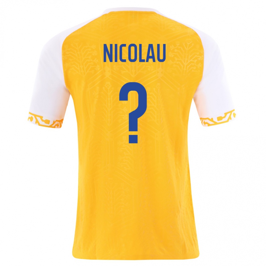 גברים כדורגל מולדובה Alexandru Nicolau #0 צהוב לבן הרחק ג'רזי 26-28
