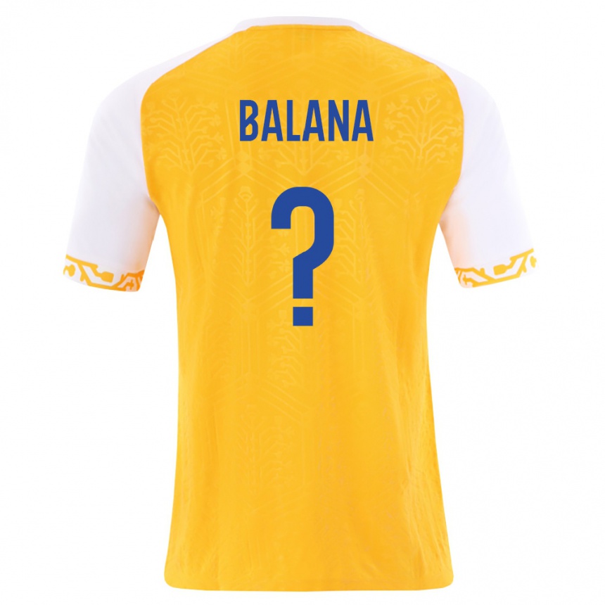 גברים כדורגל מולדובה Ilie Balana #0 צהוב לבן הרחק ג'רזי 26-28