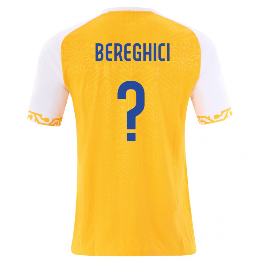 גברים כדורגל מולדובה Artiom Bereghici #0 צהוב לבן הרחק ג'רזי 26-28