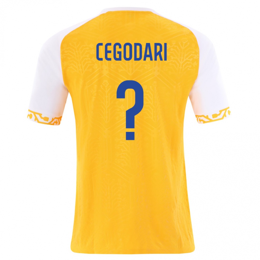 גברים כדורגל מולדובה Gheorghe Cegodari #0 צהוב לבן הרחק ג'רזי 26-28