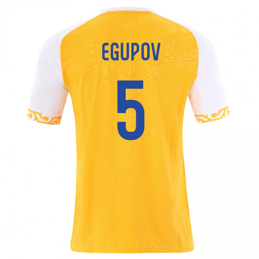 גברים כדורגל מולדובה Alexandr Egupov #5 צהוב לבן הרחק ג'רזי 26-28