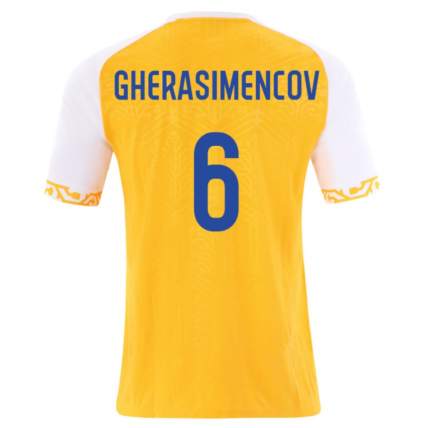 גברים כדורגל מולדובה Mihail Gherasimencov #6 צהוב לבן הרחק ג'רזי 26-28