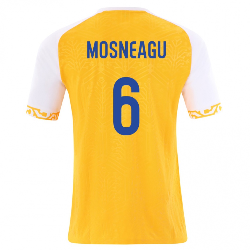 גברים כדורגל מולדובה Gheorghe Mosneagu #6 צהוב לבן הרחק ג'רזי 26-28