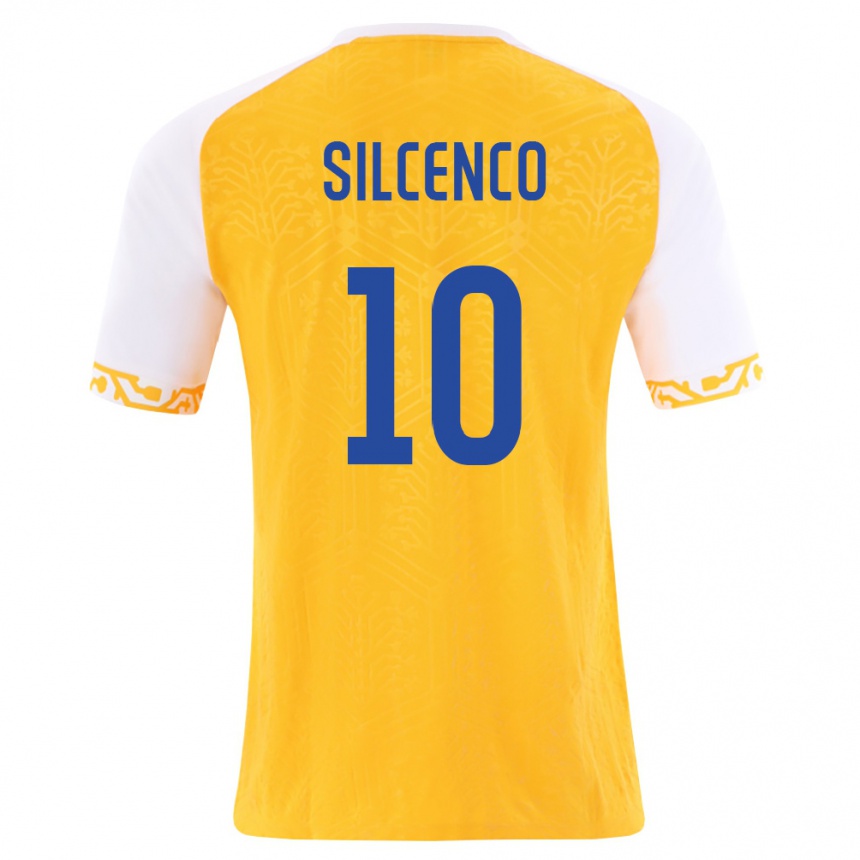 גברים כדורגל מולדובה Chiril Șilcenco #10 צהוב לבן הרחק ג'רזי 26-28