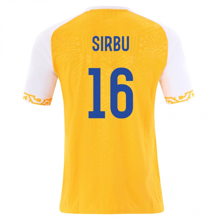 גברים כדורגל מולדובה David Sirbu #16 צהוב לבן הרחק ג'רזי 26-28
