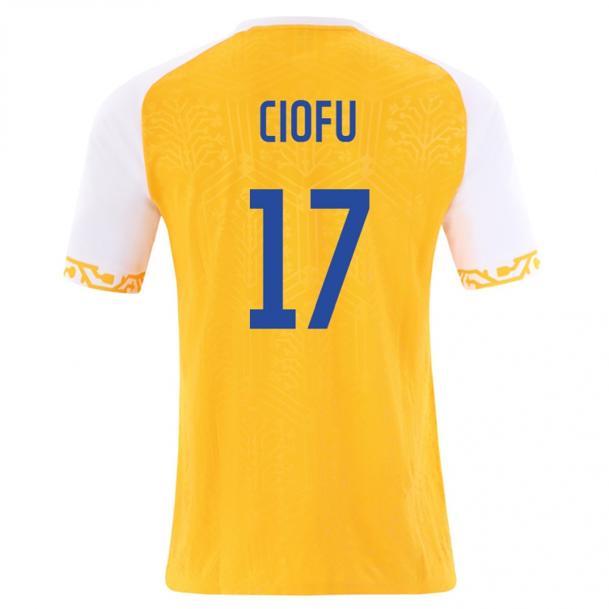 גברים כדורגל מולדובה Egor Ciofu #17 צהוב לבן הרחק ג'רזי 26-28