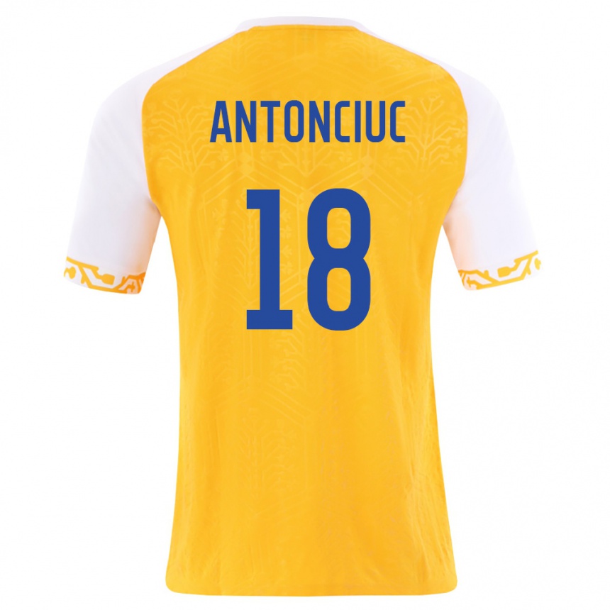 גברים כדורגל מולדובה Cristian Antonciuc #18 צהוב לבן הרחק ג'רזי 26-28