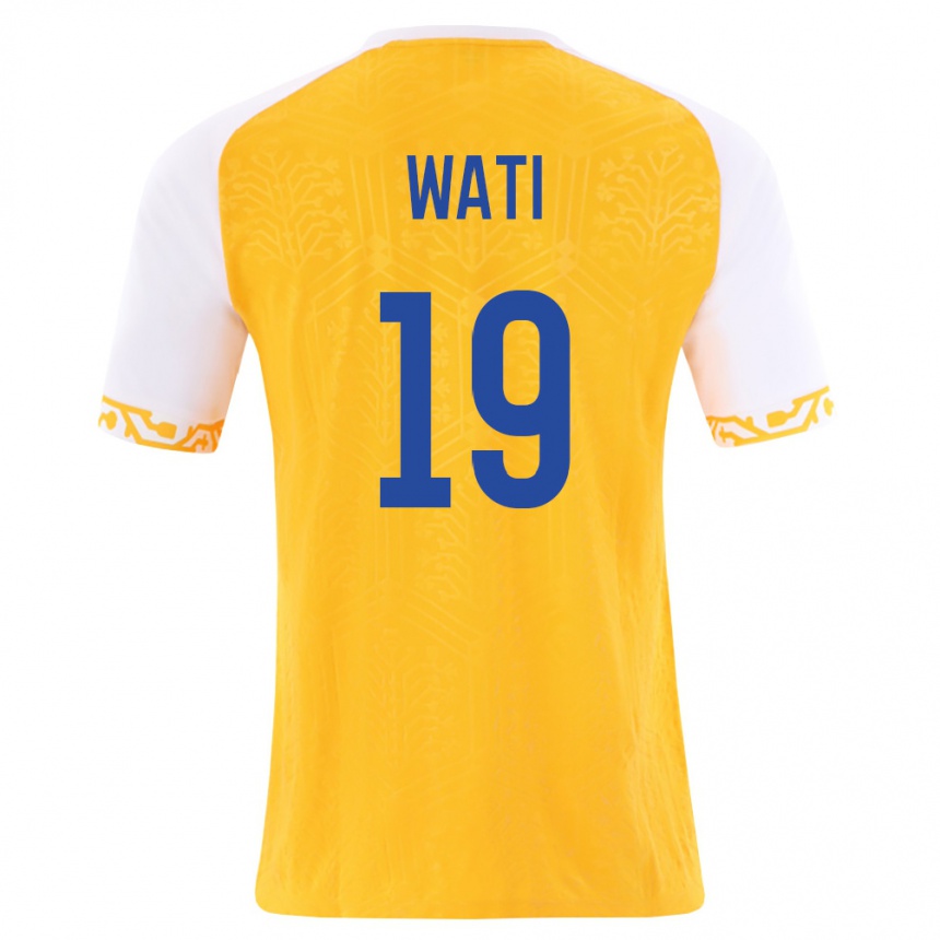 גברים כדורגל מולדובה Tamer Wati #19 צהוב לבן הרחק ג'רזי 26-28