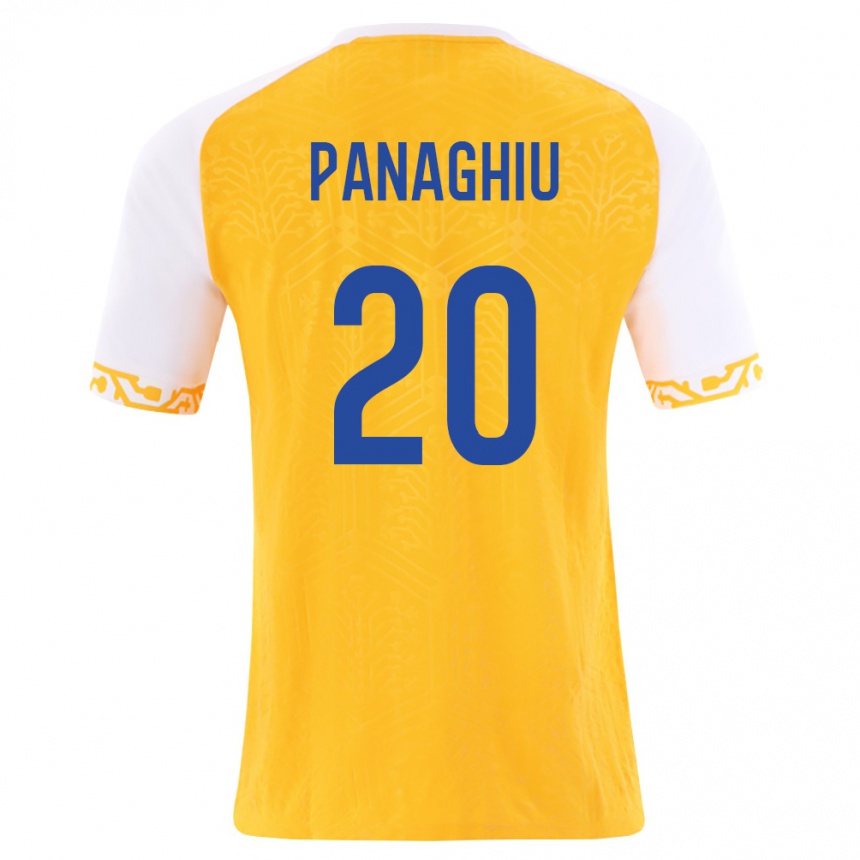 גברים כדורגל מולדובה Dorin Panaghiu #20 צהוב לבן הרחק ג'רזי 26-28