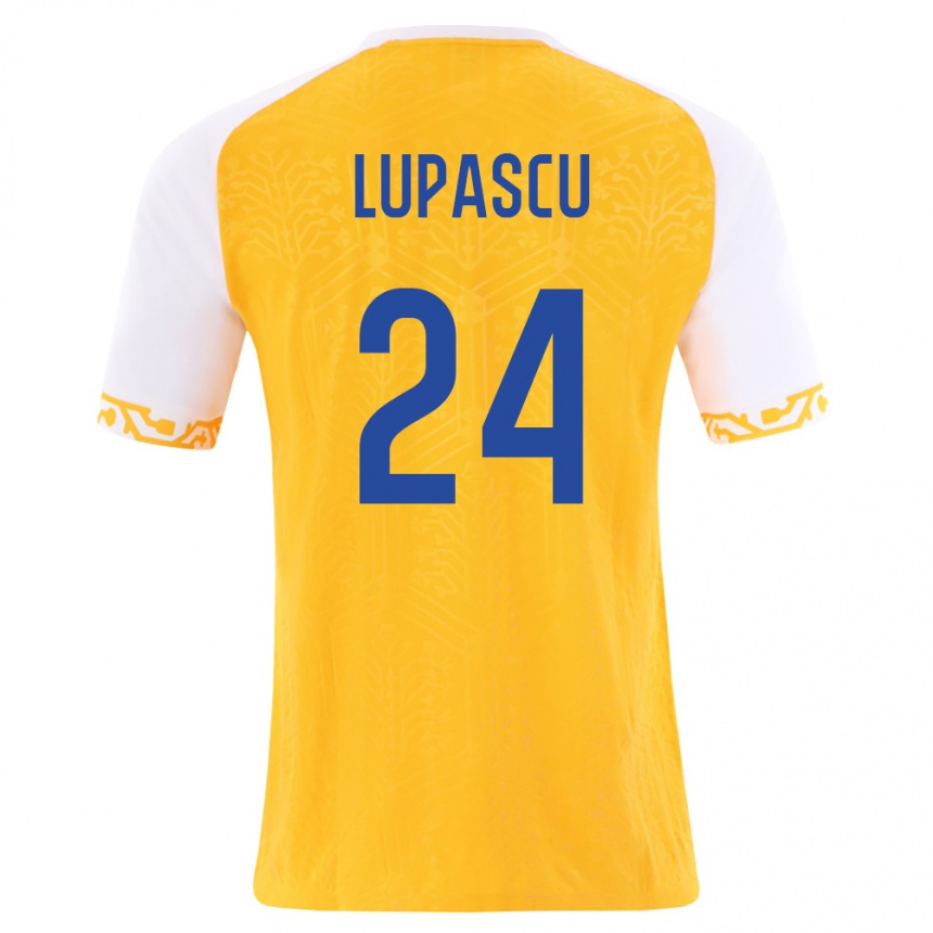 גברים כדורגל מולדובה Gabriel Lupascu #24 צהוב לבן הרחק ג'רזי 26-28