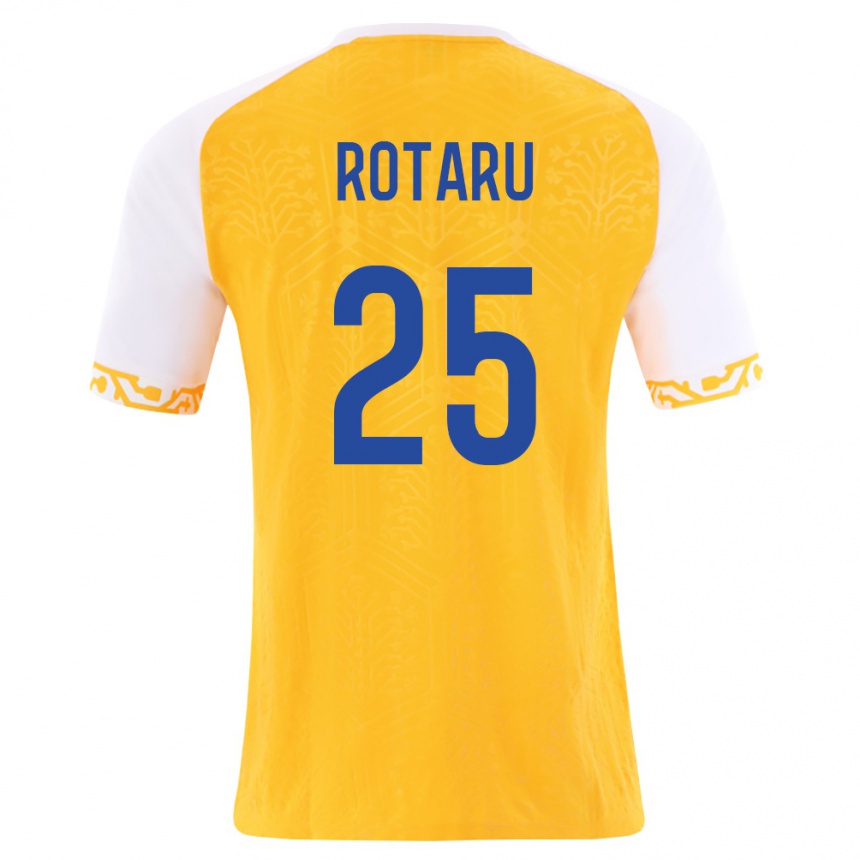 גברים כדורגל מולדובה Nicolae Rotaru #25 צהוב לבן הרחק ג'רזי 26-28