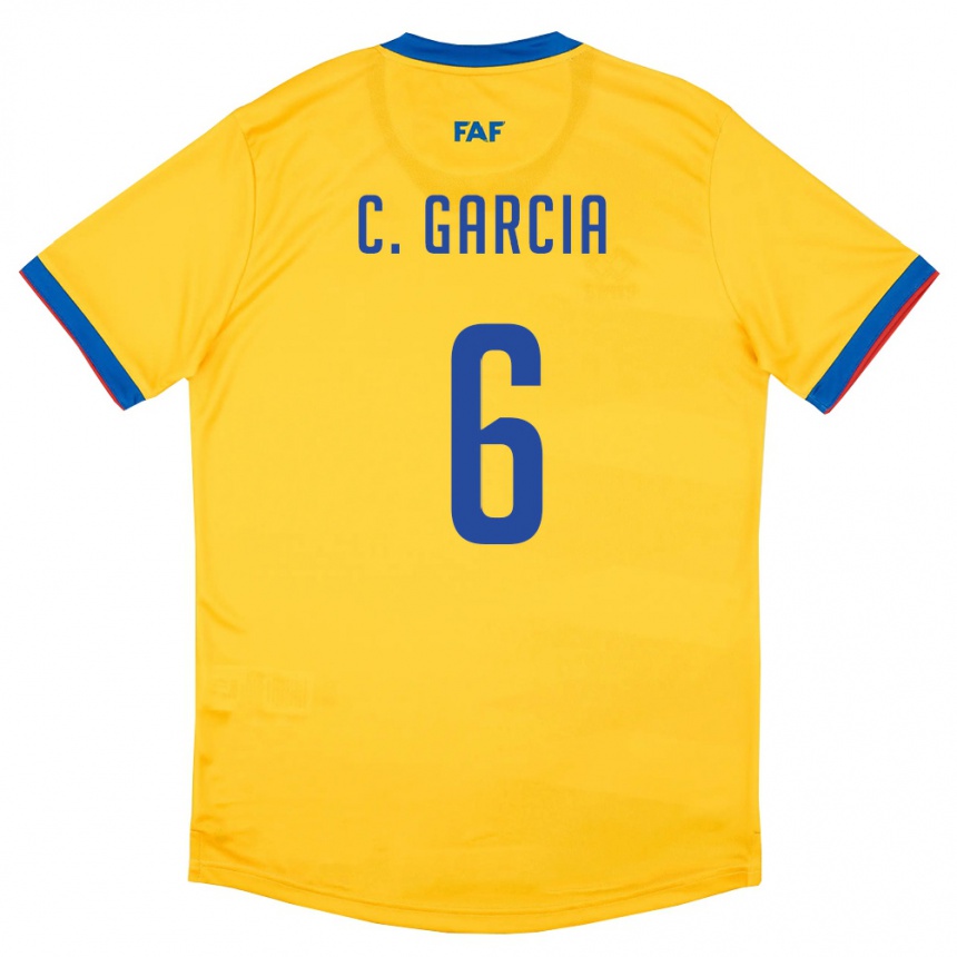 גברים כדורגל אנדורה Christian Garcia #6 צהוב כחול אדום הרחק ג'רזי 26-28