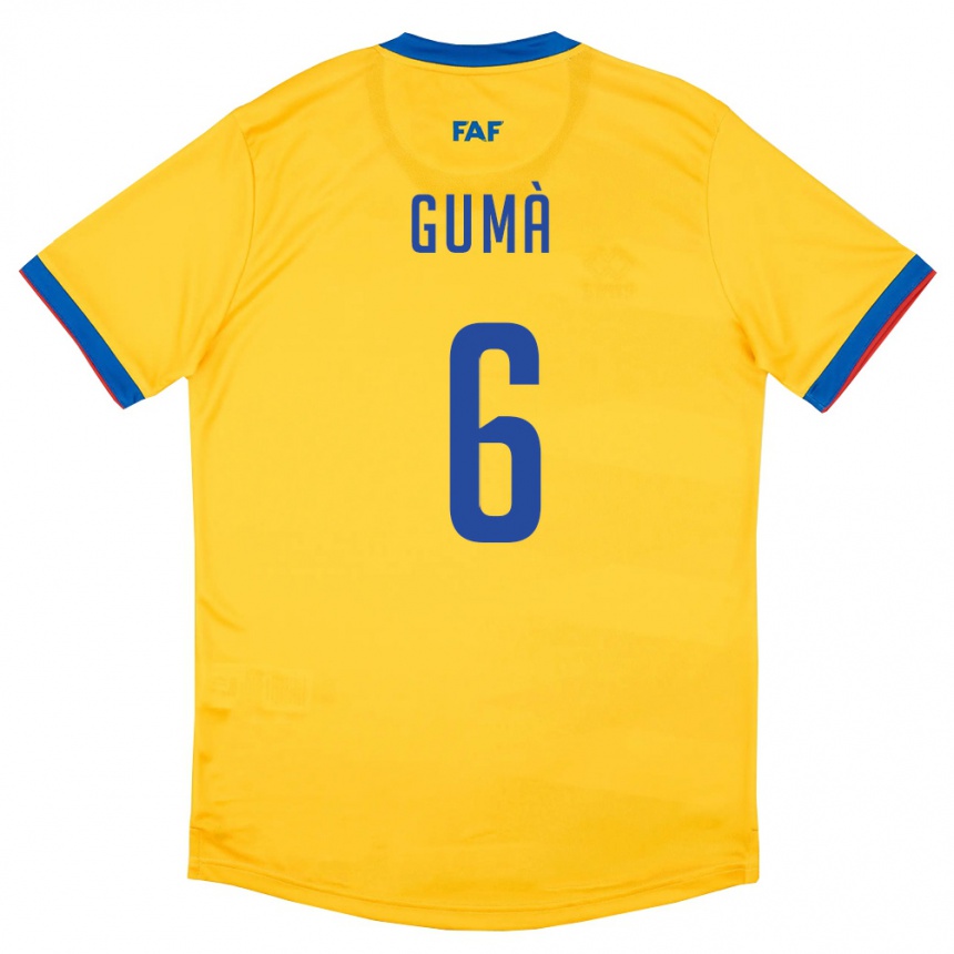 גברים כדורגל אנדורה Arnau Gumà #6 צהוב כחול אדום הרחק ג'רזי 26-28
