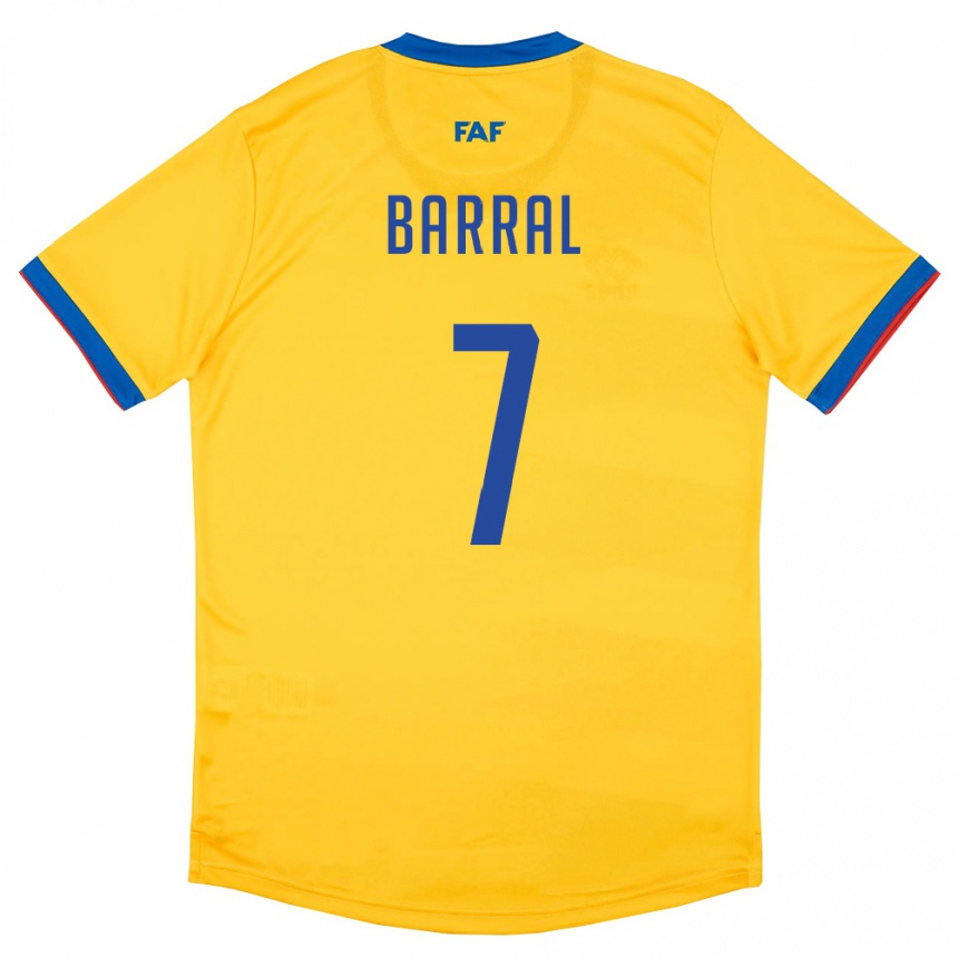 גברים כדורגל אנדורה Ramón Barral #7 צהוב כחול אדום הרחק ג'רזי 26-28