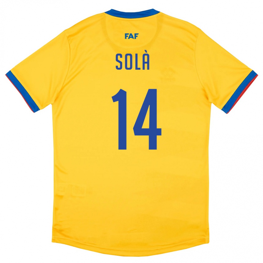 גברים כדורגל אנדורה Roger Solà #14 צהוב כחול אדום הרחק ג'רזי 26-28