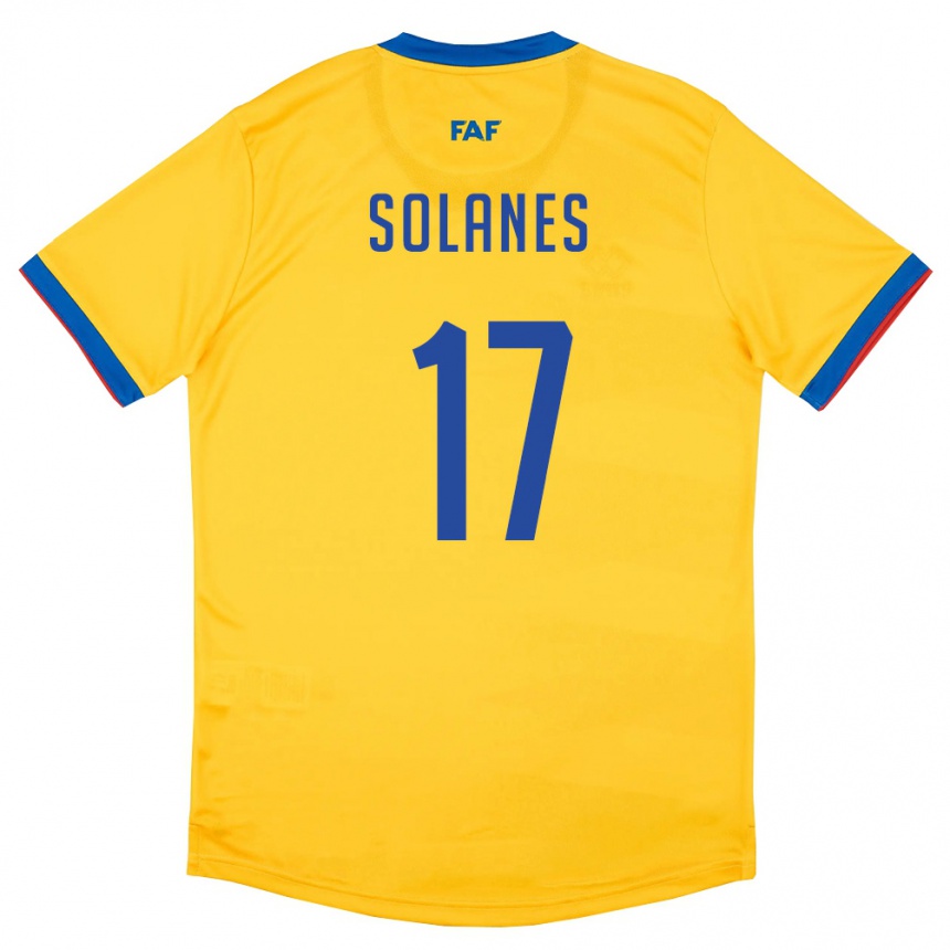 גברים כדורגל אנדורה Albert Solanes #17 צהוב כחול אדום הרחק ג'רזי 26-28
