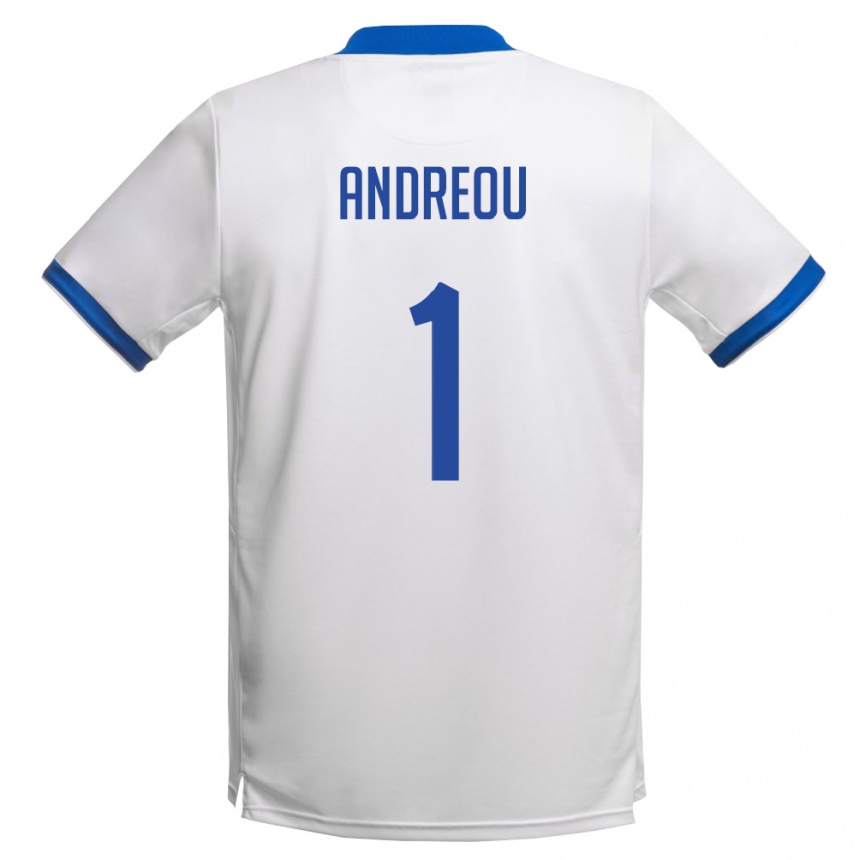 גברים כדורגל קפריסין Andreas Andreou #1 לבן כחול מלכותי הרחק ג'רזי 26-28