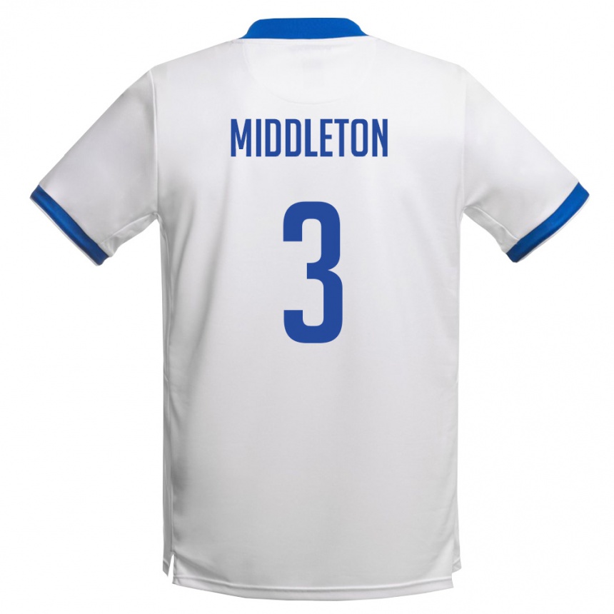 גברים כדורגל קפריסין Alexandros Middleton #3 לבן כחול מלכותי הרחק ג'רזי 26-28