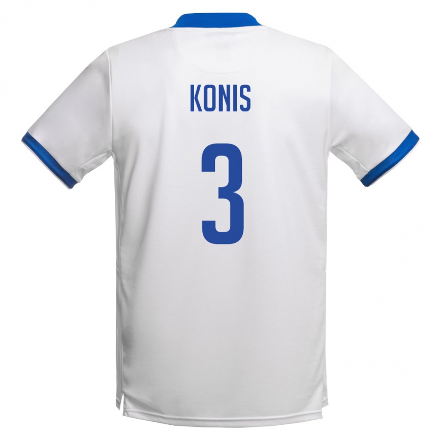 גברים כדורגל קפריסין Antonis Konis #3 לבן כחול מלכותי הרחק ג'רזי 26-28