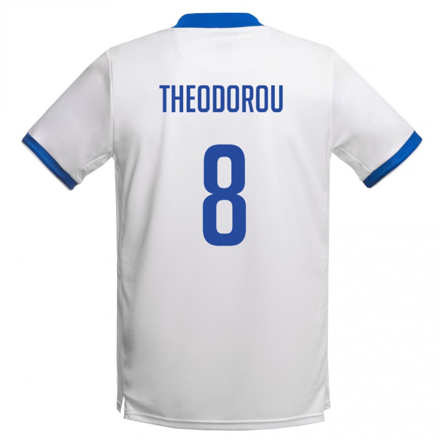 גברים כדורגל קפריסין Markos Theodorou #8 לבן כחול מלכותי הרחק ג'רזי 26-28