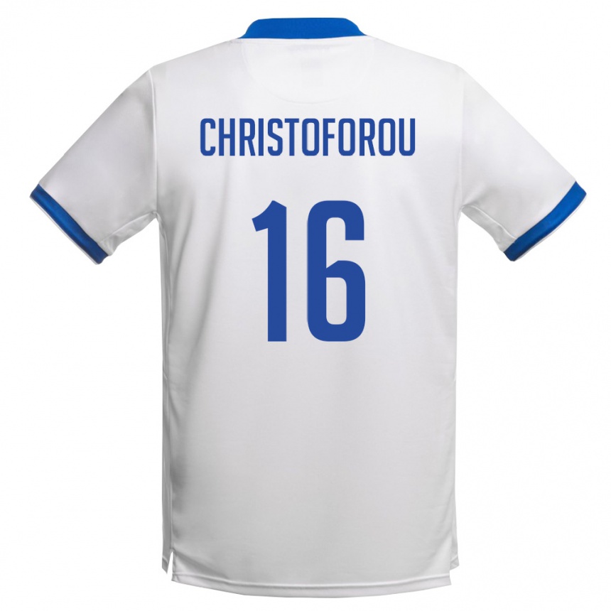 גברים כדורגל קפריסין Andreas Christoforou #16 לבן כחול מלכותי הרחק ג'רזי 26-28