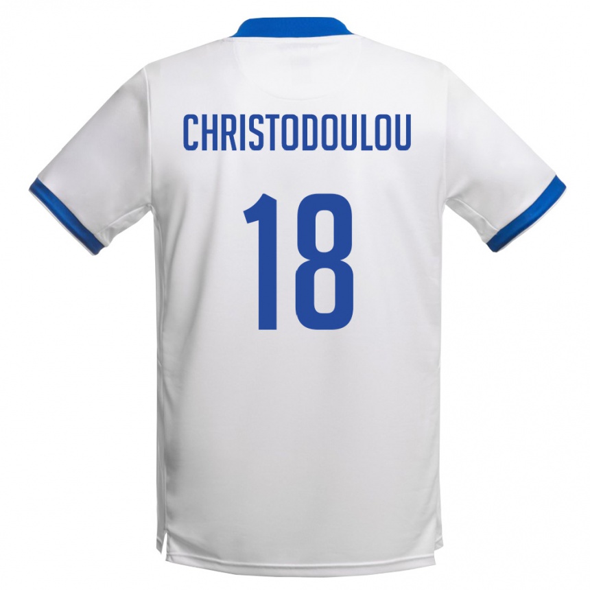 גברים כדורגל קפריסין Kyriakos Christodoulou #18 לבן כחול מלכותי הרחק ג'רזי 26-28