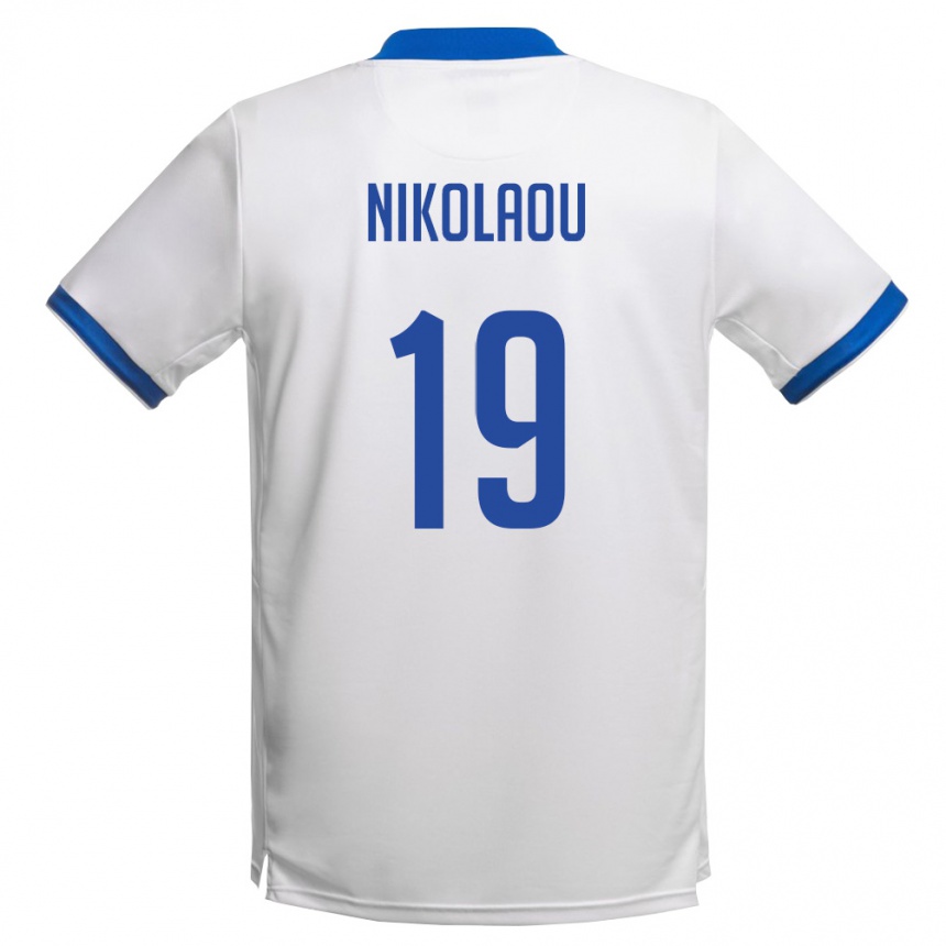 גברים כדורגל קפריסין Anninos Nikolaou #19 לבן כחול מלכותי הרחק ג'רזי 26-28