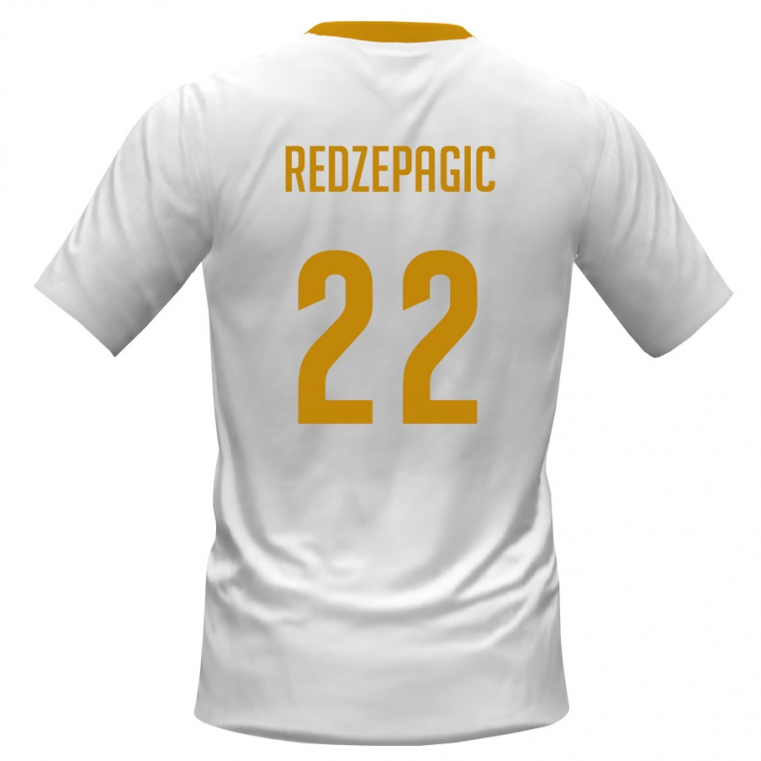 גברים כדורגל מונטנגרו Imran Redzepagic #22 לבן אדום צהוב הרחק ג'רזי 26-28