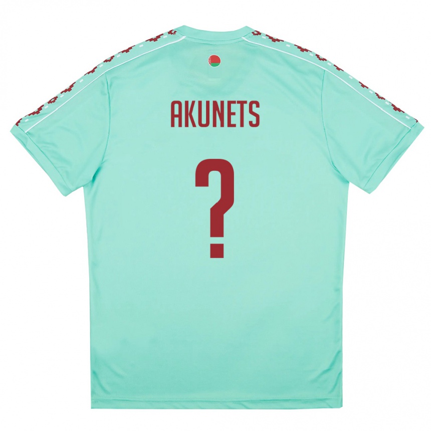 גברים כדורגל בלארוס Eduard Akunets #0 ירוק בהיר בורדו הרחק ג'רזי 26-28