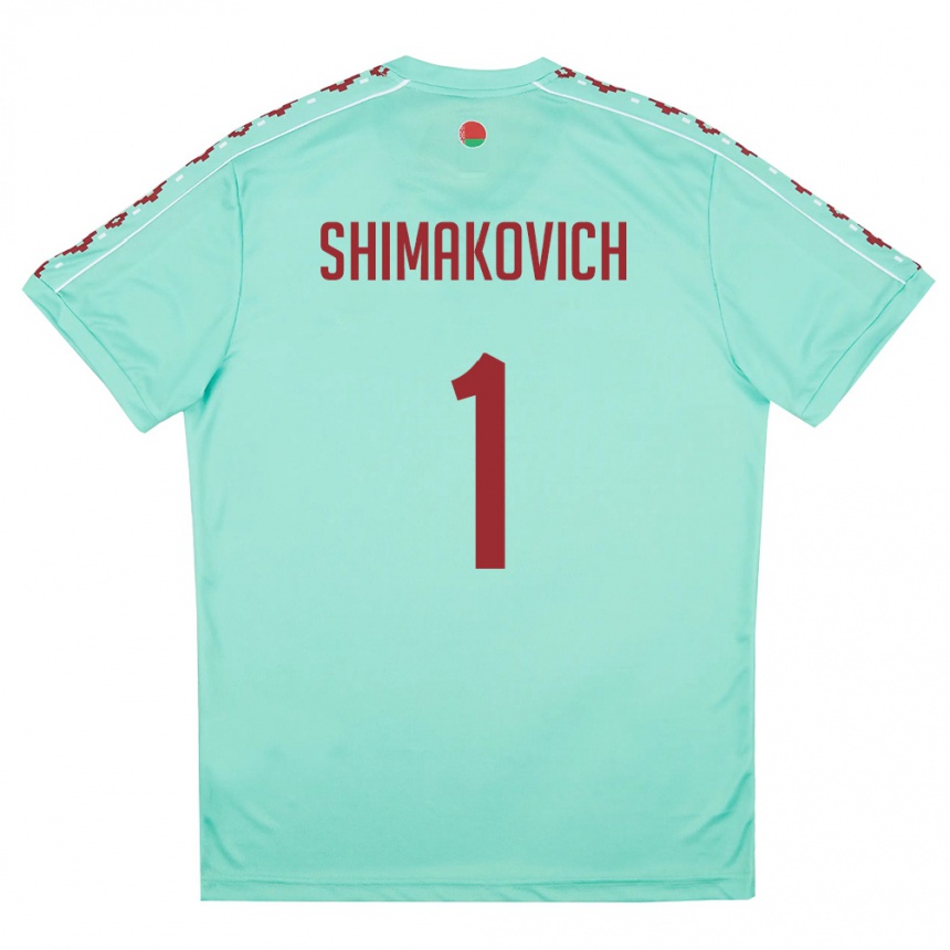 גברים כדורגל בלארוס Ivan Shimakovich #1 ירוק בהיר בורדו הרחק ג'רזי 26-28