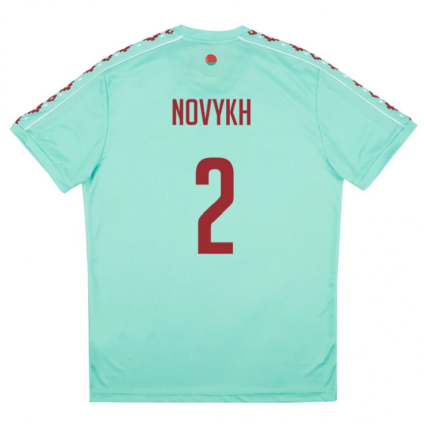 גברים כדורגל בלארוס Evgeniy Novykh #2 ירוק בהיר בורדו הרחק ג'רזי 26-28
