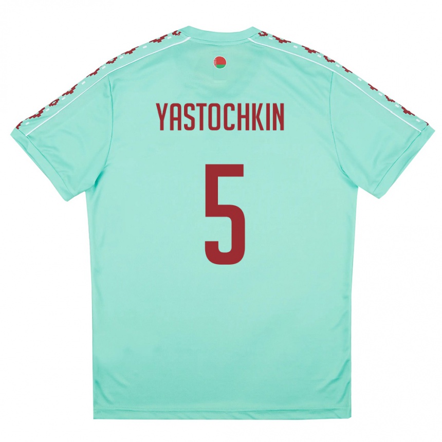 גברים כדורגל בלארוס Anatoliy Yastochkin #5 ירוק בהיר בורדו הרחק ג'רזי 26-28