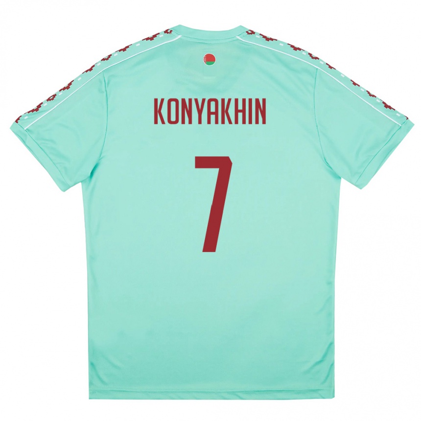 גברים כדורגל בלארוס Artem Konyakhin #7 ירוק בהיר בורדו הרחק ג'רזי 26-28