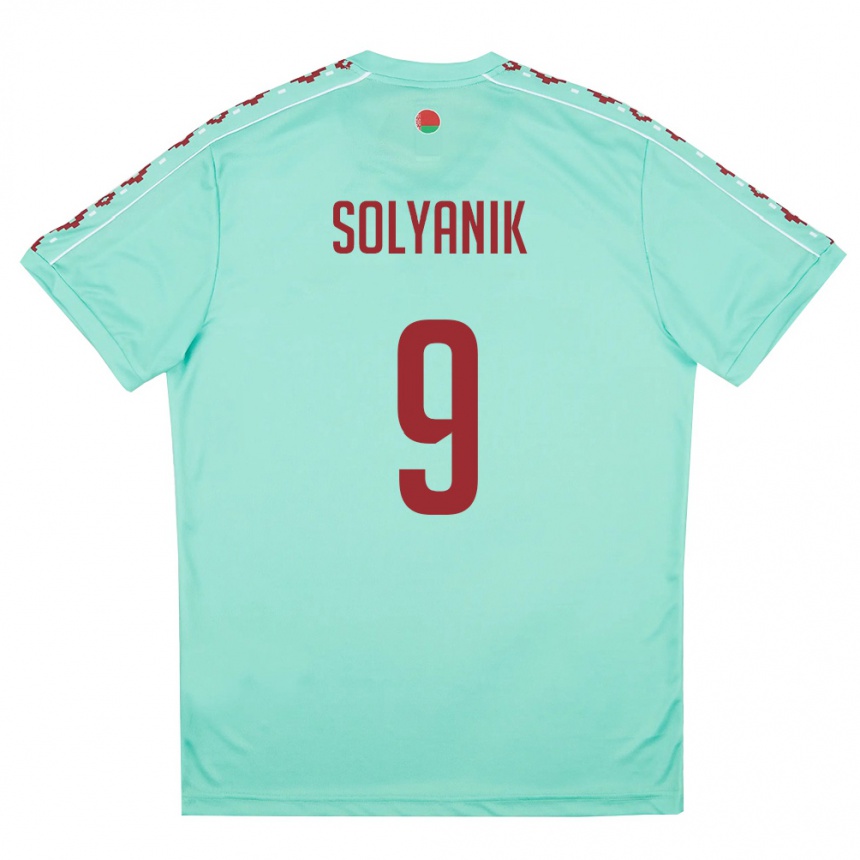 גברים כדורגל בלארוס Kirill Solyanik #9 ירוק בהיר בורדו הרחק ג'רזי 26-28