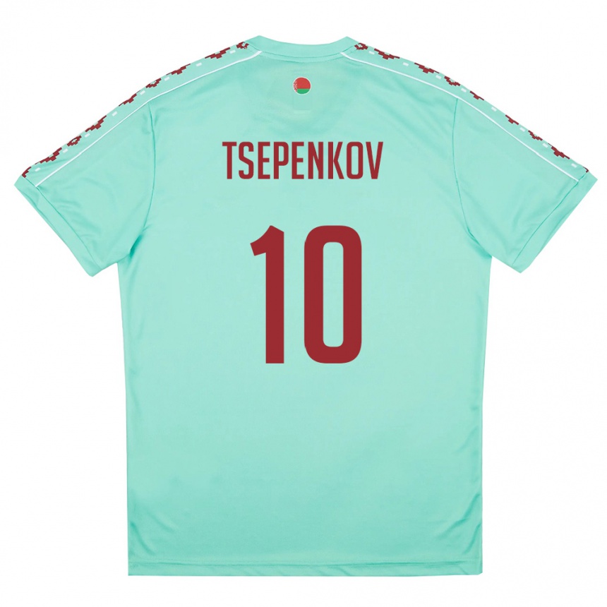 גברים כדורגל בלארוס Kirill Tsepenkov #10 ירוק בהיר בורדו הרחק ג'רזי 26-28