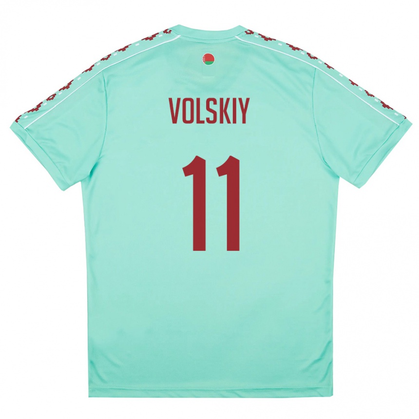 גברים כדורגל בלארוס Daniel Volskiy #11 ירוק בהיר בורדו הרחק ג'רזי 26-28