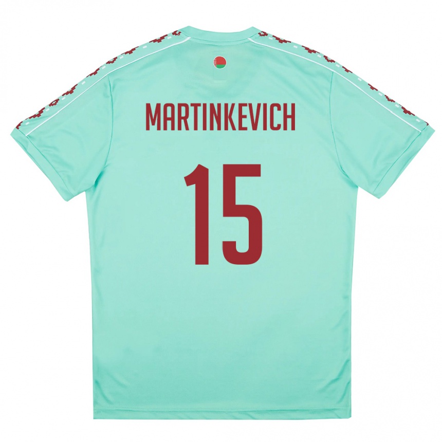 גברים כדורגל בלארוס Vadim Martinkevich #15 ירוק בהיר בורדו הרחק ג'רזי 26-28
