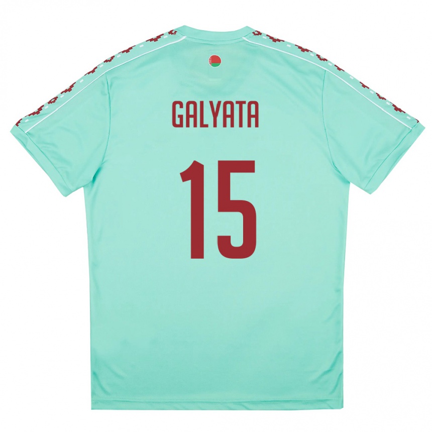 גברים כדורגל בלארוס Daniil Galyata #15 ירוק בהיר בורדו הרחק ג'רזי 26-28