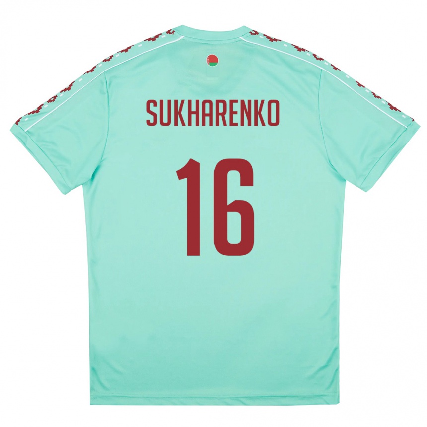 גברים כדורגל בלארוס Matvey Sukharenko #16 ירוק בהיר בורדו הרחק ג'רזי 26-28
