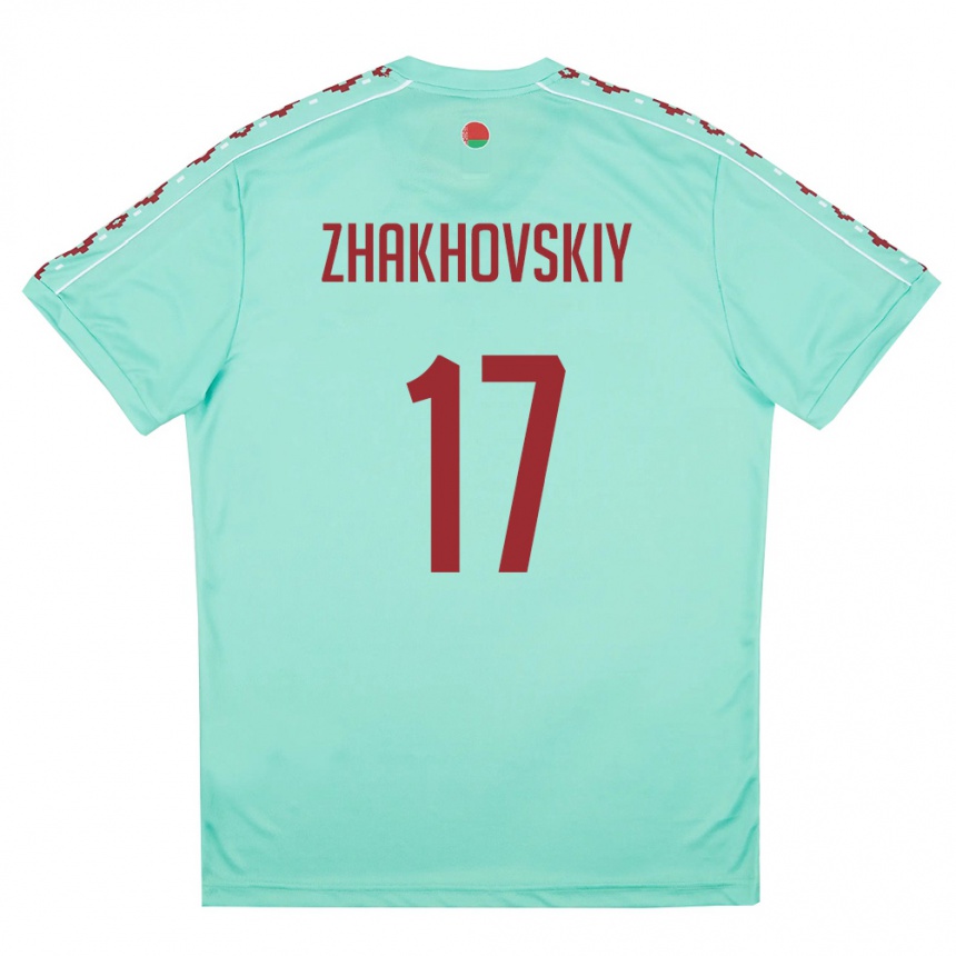 גברים כדורגל בלארוס Ivan Zhakhovskiy #17 ירוק בהיר בורדו הרחק ג'רזי 26-28