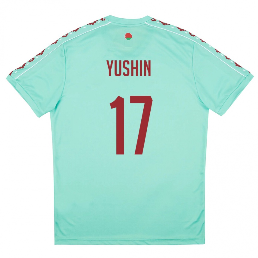 גברים כדורגל בלארוס Lavr Yushin #17 ירוק בהיר בורדו הרחק ג'רזי 26-28