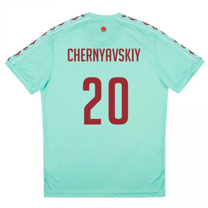 גברים כדורגל בלארוס Vasiliy Chernyavskiy #20 ירוק בהיר בורדו הרחק ג'רזי 26-28