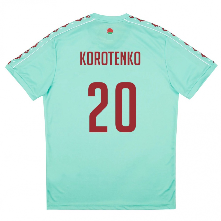 גברים כדורגל בלארוס Bogdan Korotenko #20 ירוק בהיר בורדו הרחק ג'רזי 26-28