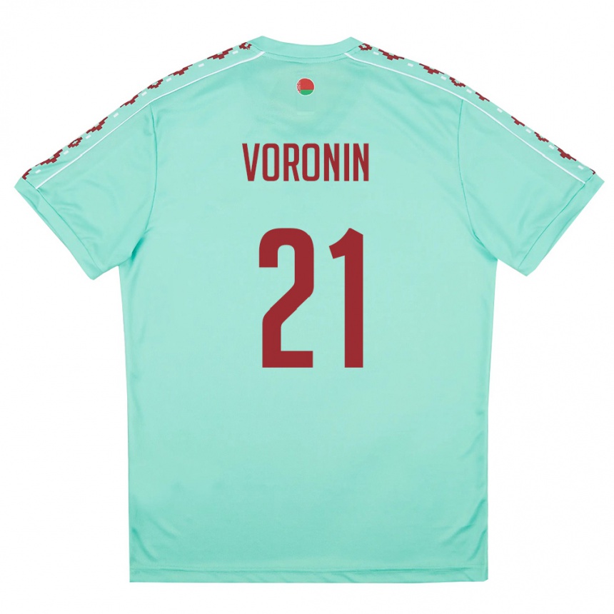 גברים כדורגל בלארוס Vladislav Voronin #21 ירוק בהיר בורדו הרחק ג'רזי 26-28