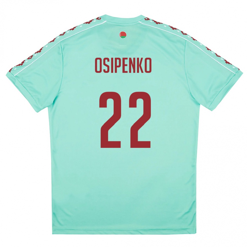גברים כדורגל בלארוס Arseniy Osipenko #22 ירוק בהיר בורדו הרחק ג'רזי 26-28