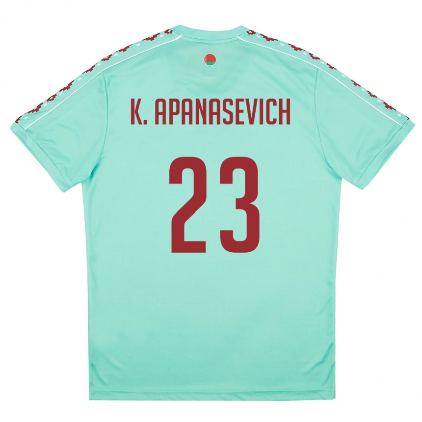 גברים כדורגל בלארוס Kirill Apanasevich #23 ירוק בהיר בורדו הרחק ג'רזי 26-28